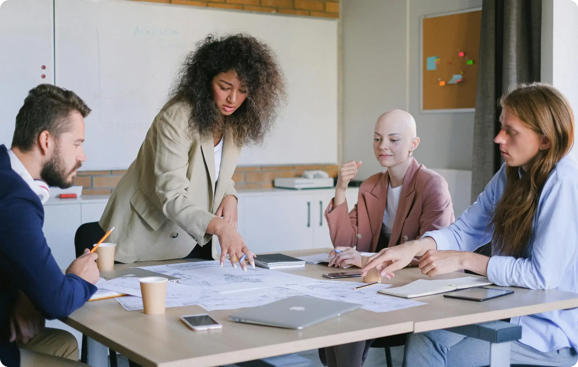 Team members working in a modern office.